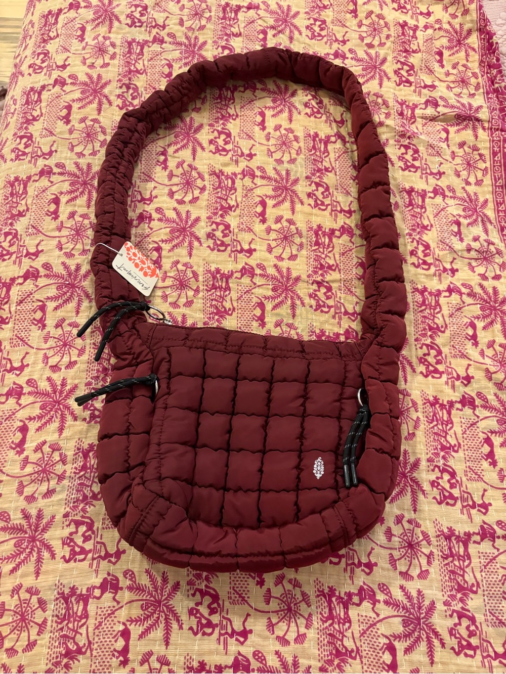 Free People Quilted Carryall Wine Shoulder Bag